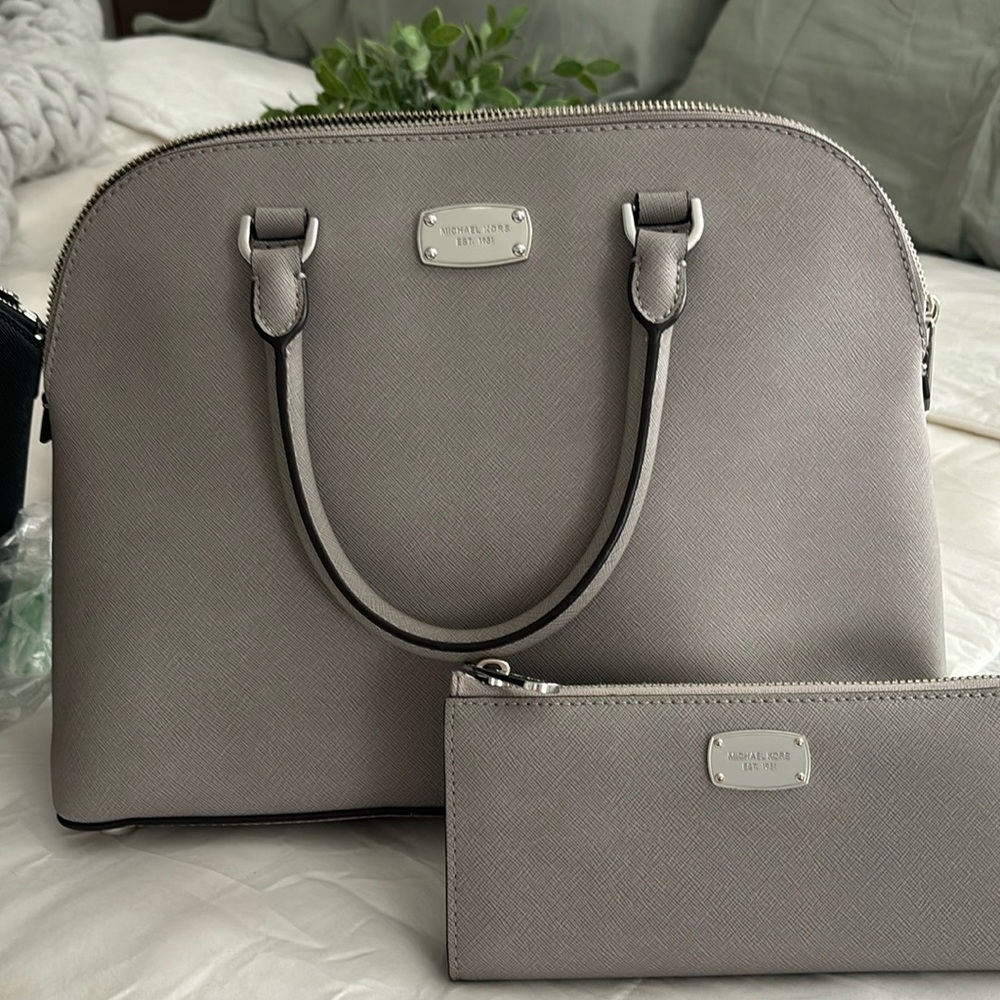 Michael by Michael Kors Grey Handbag with matching wallet